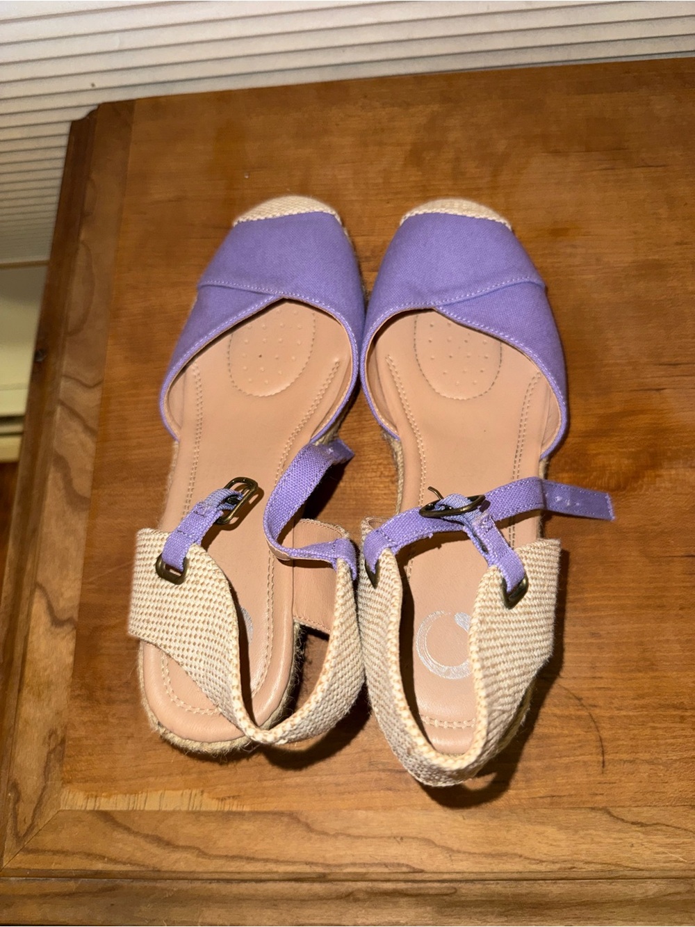 Lavender Espadrille Wedge Sandals with Textured Back Strap - Picture 2 of 2
